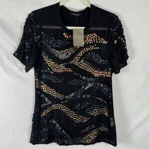 Anthropologie Nanette Lepore XS Beaded Short Sleeve Top NWT Designer